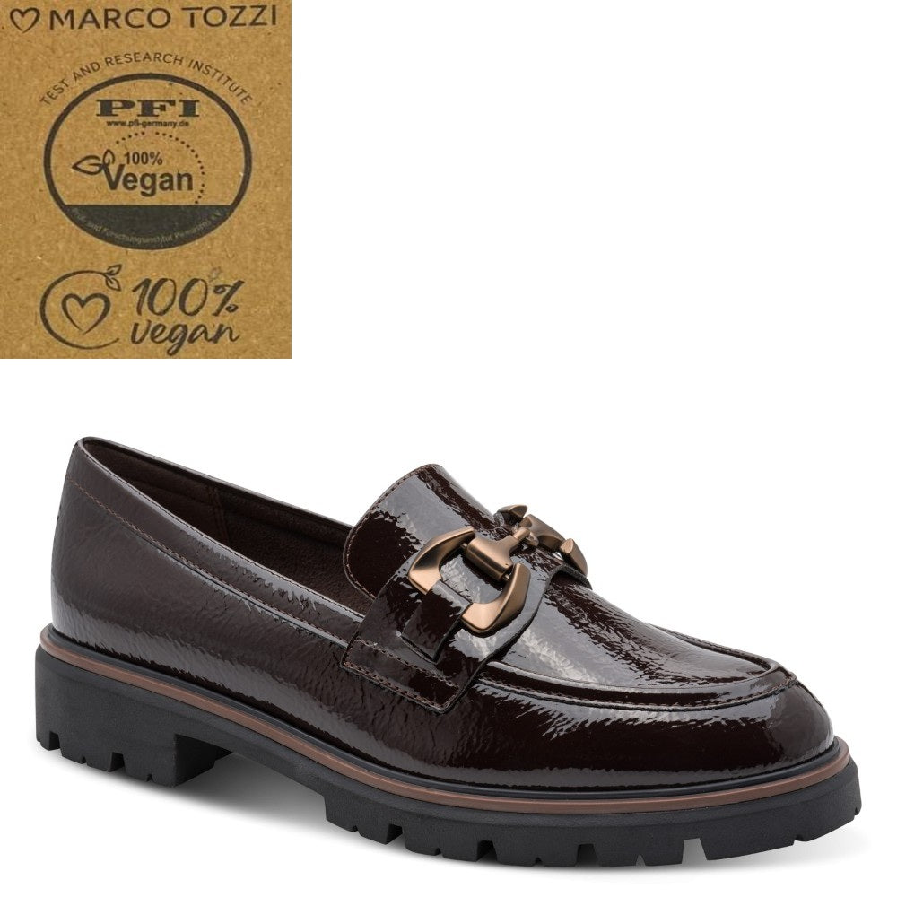 Marco Tozzi 2-24700 Mocca Brown Patent Vegan Loafer