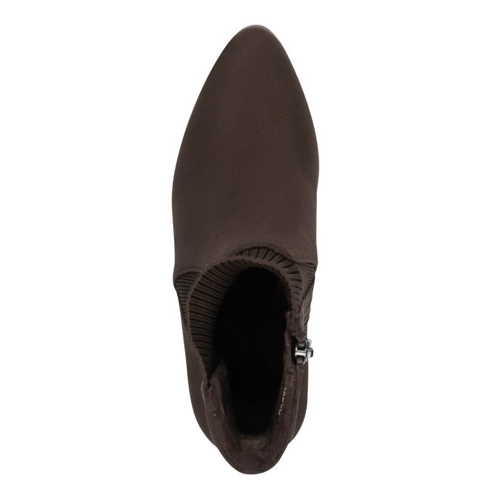 Brown ankle boot on a white background