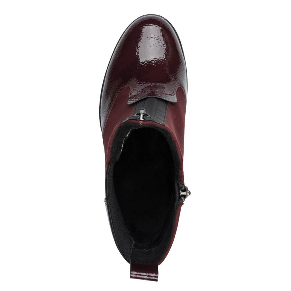 Marco Tozzi 2-25405 Vegan Bordeaux Centre Zip Ankle Boot