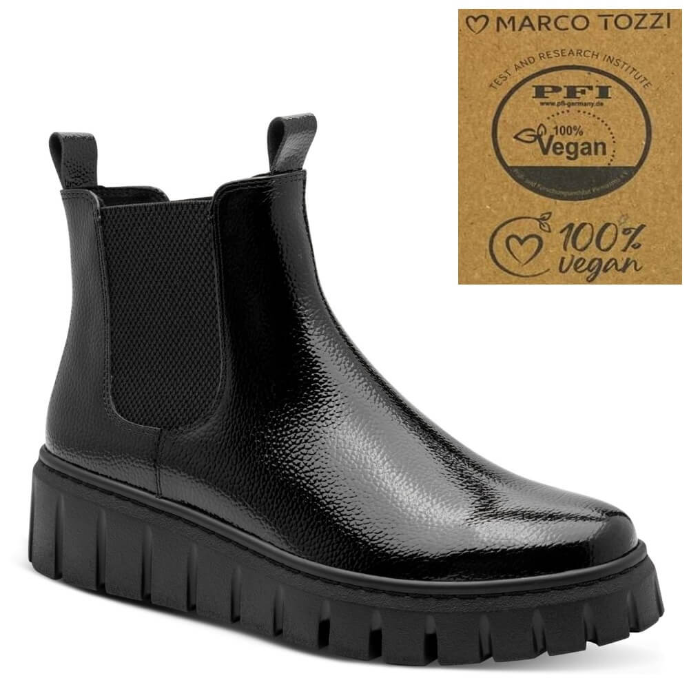 Marco Tozzi 2-25444 Black Patent Vegan Chelsea Boot