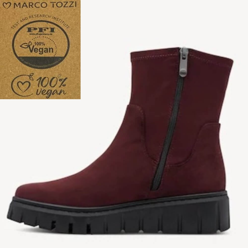 Marco Tozzi 2-25473 Vegan Bordeaux Suede Ankle Boot
