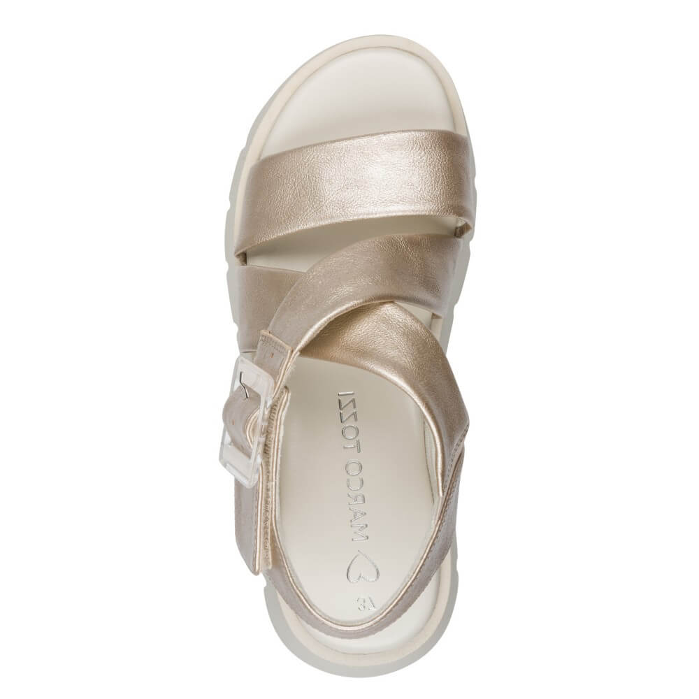 Marco Tozzi 2-28525 Platform Velcro Sandal Gold