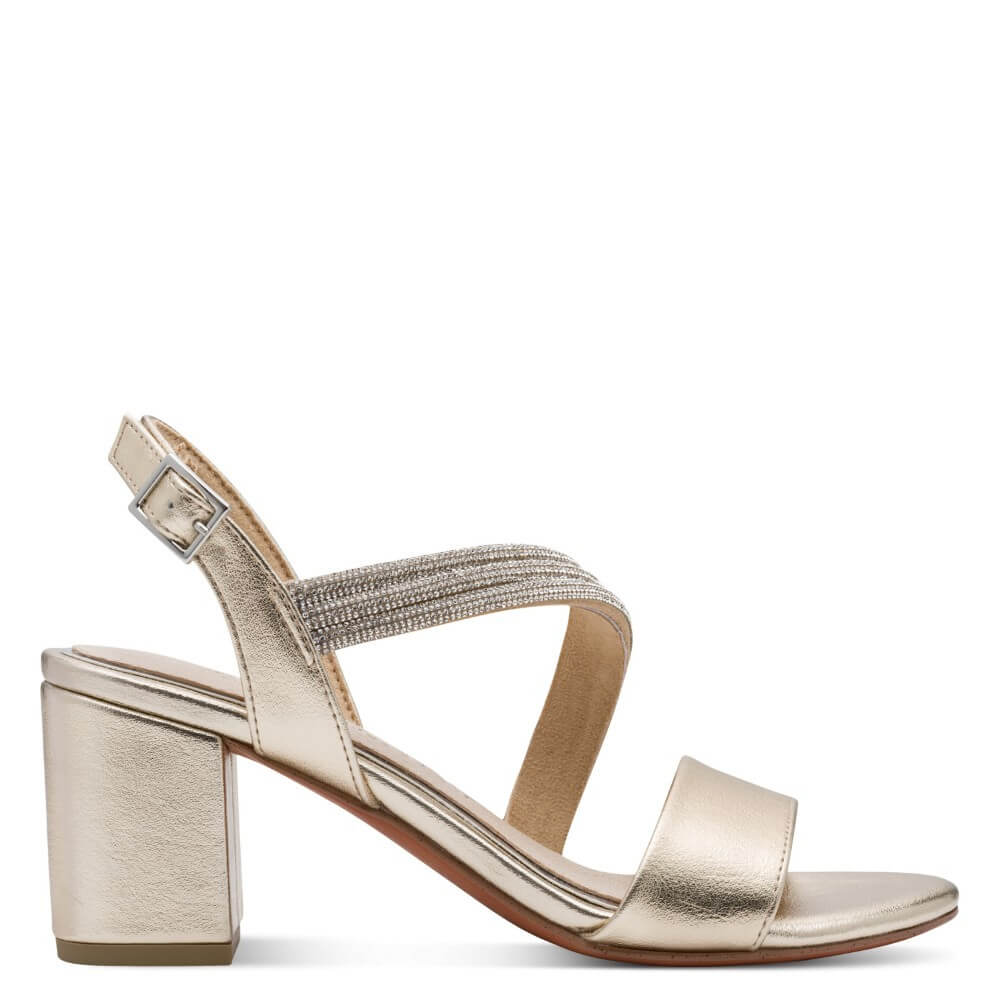 Marco Tozzi Block Heel Gold Sandal