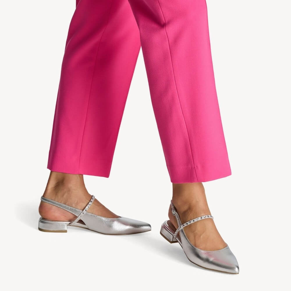 Marco Tozzi 89400 Silver silver Ballerinas worn with ink trousers