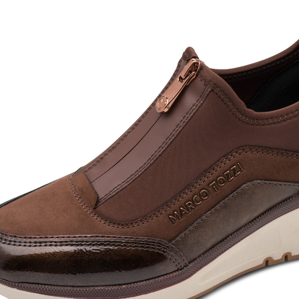 Marco Tozzi 2-24780 Vegan Centre Zip Trainer Coco Brown