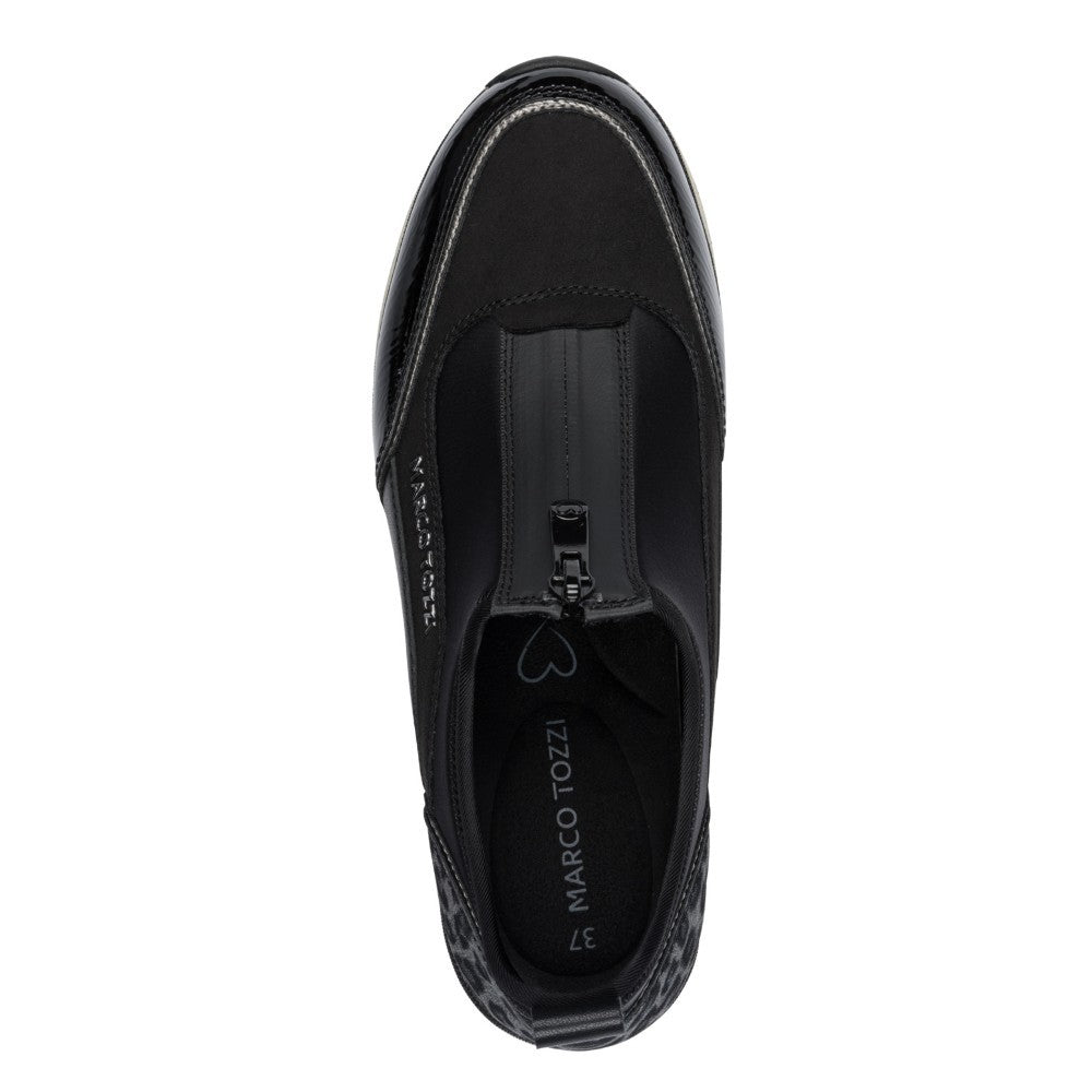 Marco Tozzi 2-24780 Vegan Centre Zip Trainer Black