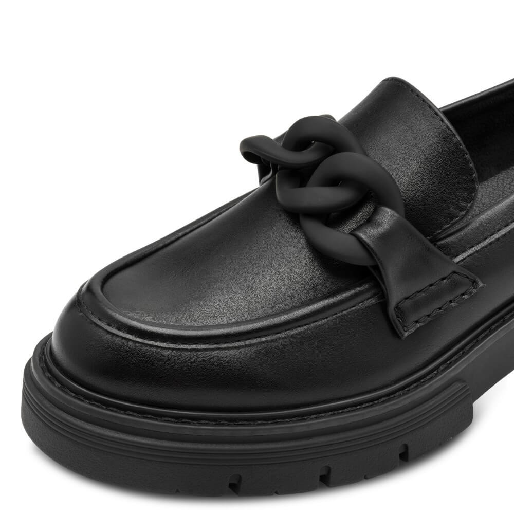 Black loafer shoe with a '100% Vegan' label Marco Tozzi Vegan Loafer 2-24705-BLACK