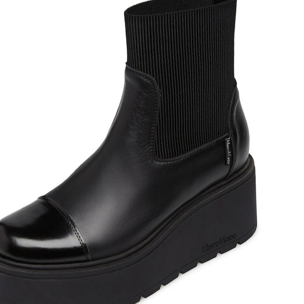 Marco Moreo Leather Platform Chelsea Boot Vale Brenda A132 Black
