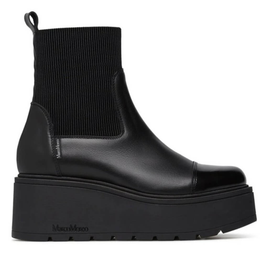 Marco Moreo Leather Platform Chelsea Boot Vale Brenda A132 Black