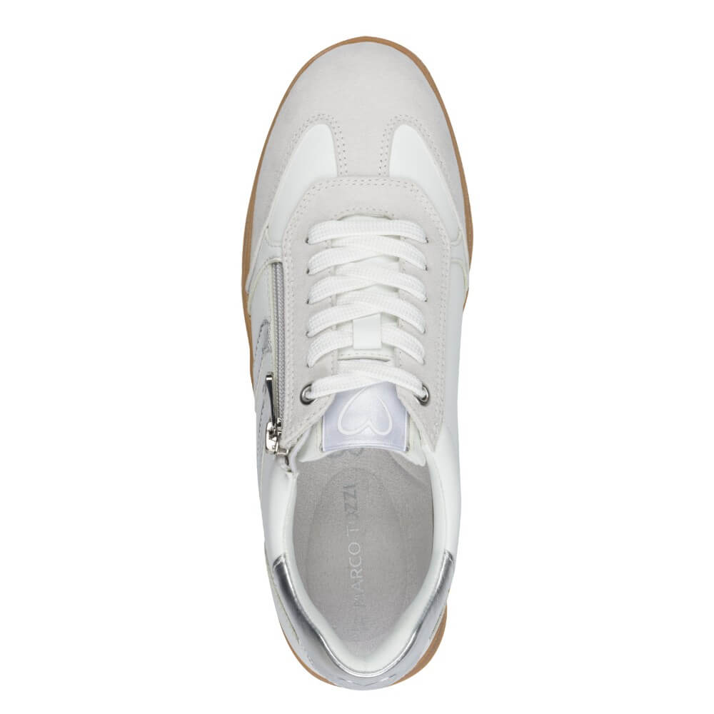 White sneaker with a zipper on a white background
