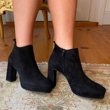 Marian 25802 Suede Ankle Boot-BLACK
