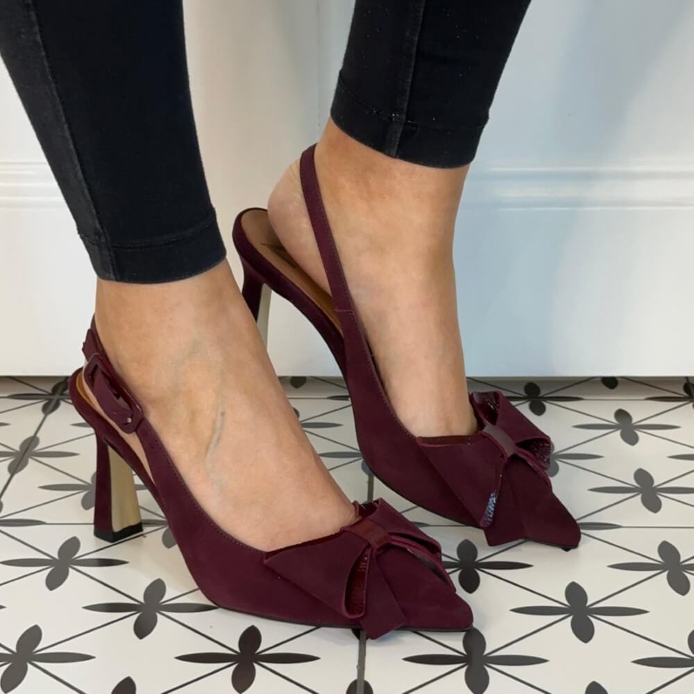 Marian 3214 Suede Leather Slingback Wine
