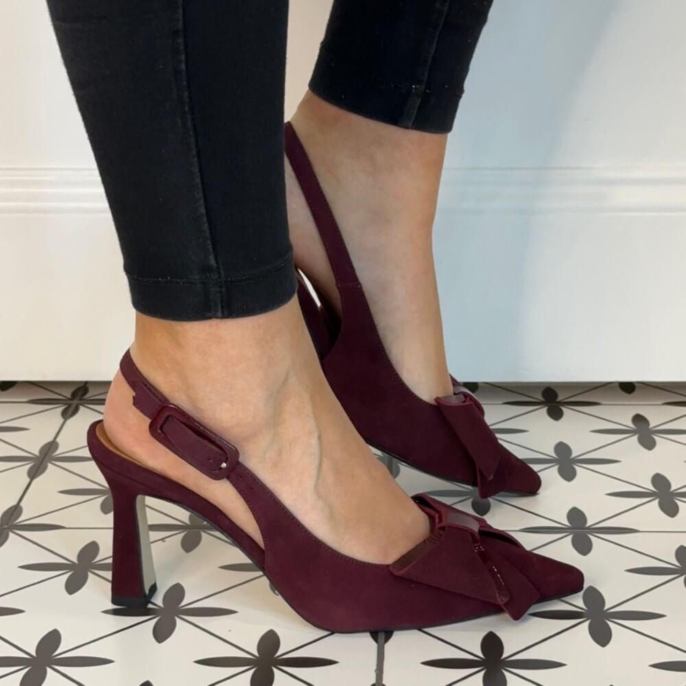 Marian 3214 Suede Leather Slingback Wine