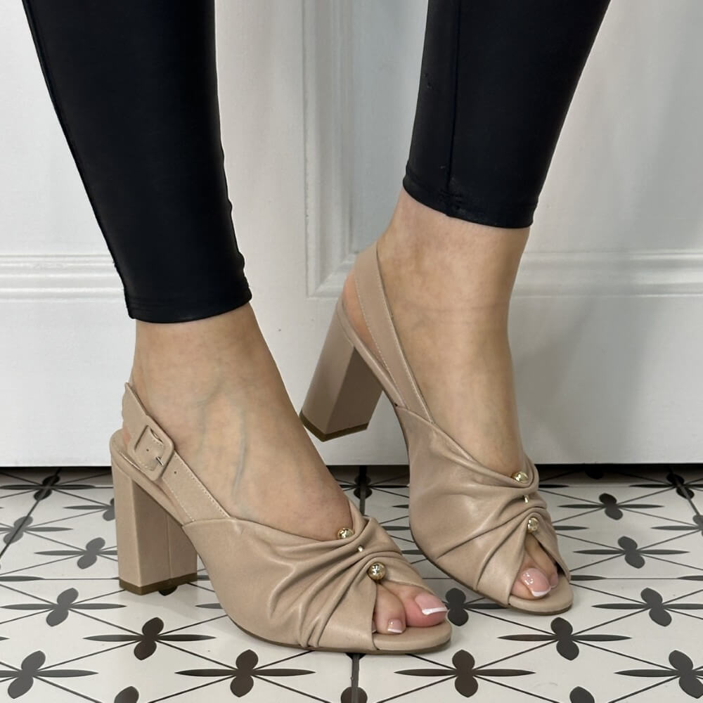 Marian 53402 Block Heel Leather Slingback Jute Nude