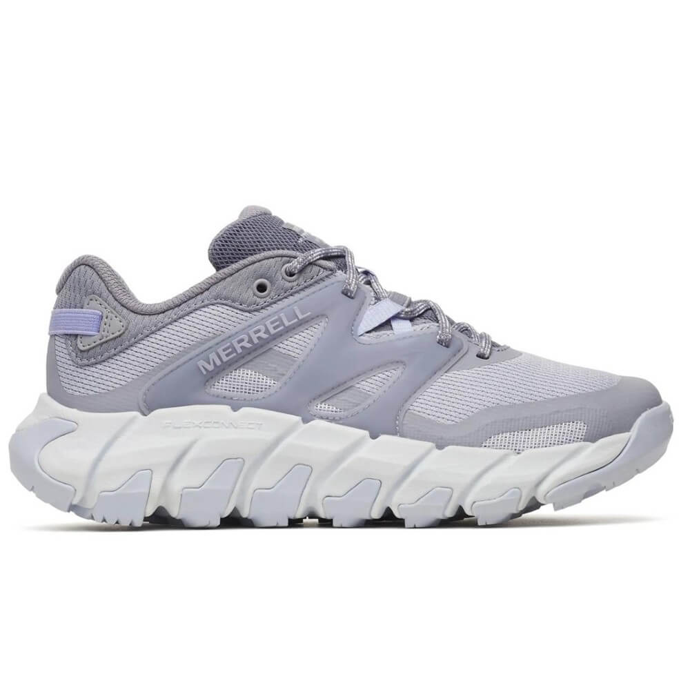 Gray Merrell walking shoe on a white background