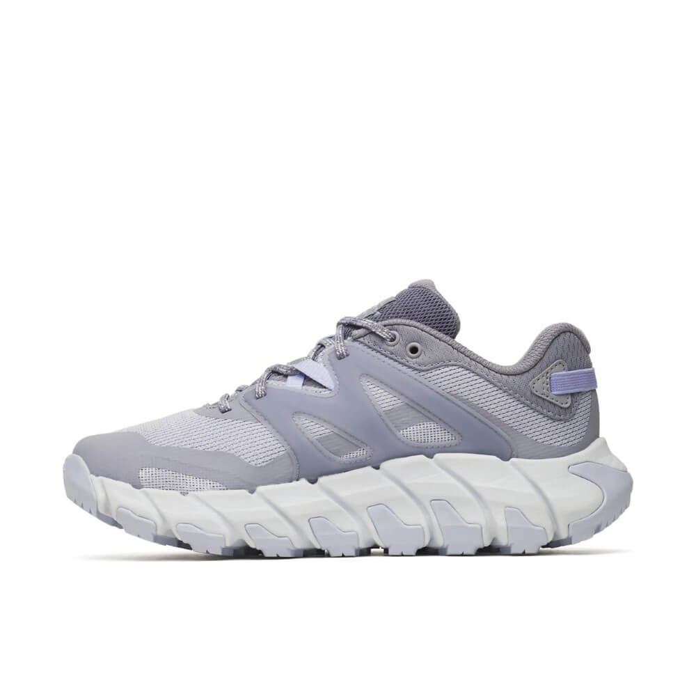 Gray Merrell walking shoe on a white background