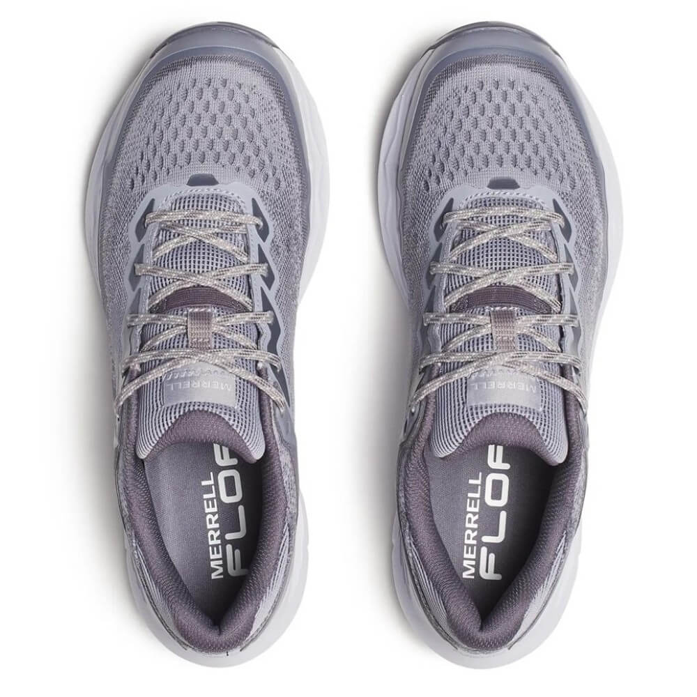 Pair of Merrell running shoes on a white background