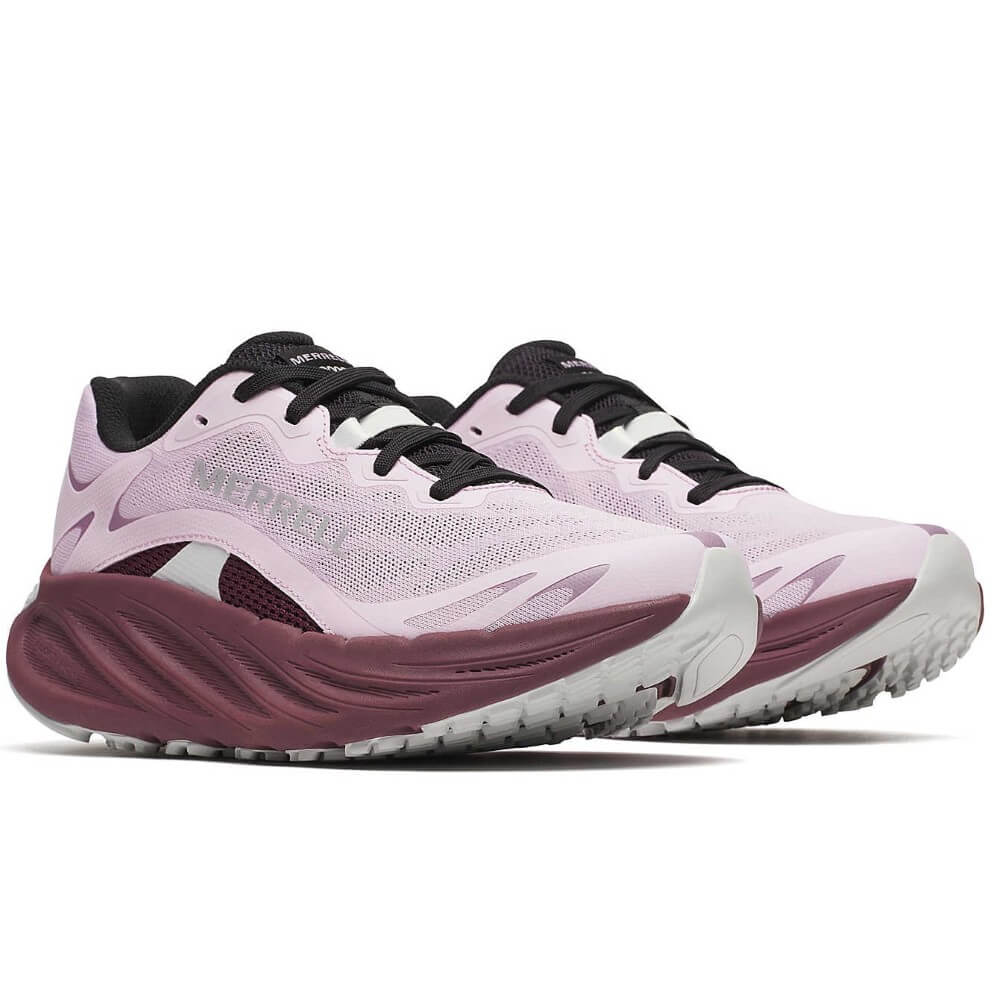 Pink and purple running shoe with Merrell  branding on a white background Merrell Promorph Trail Walking Shoes Amethyst Pink