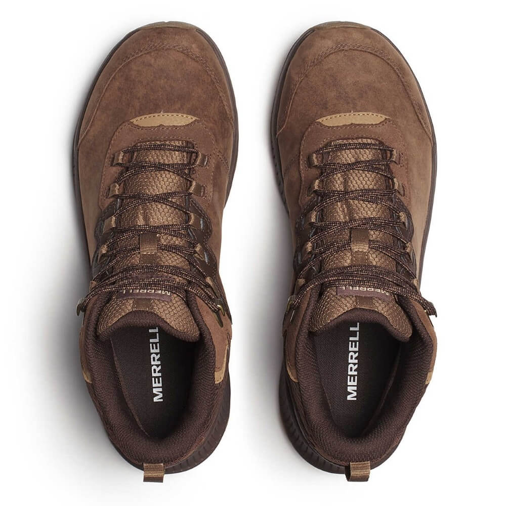 Brown hiking boot with Merrell branding and waterproof badge on a white background Merrell Speed Strike 2 LTR MID  Waterproof Hiking Boot Mole Brown