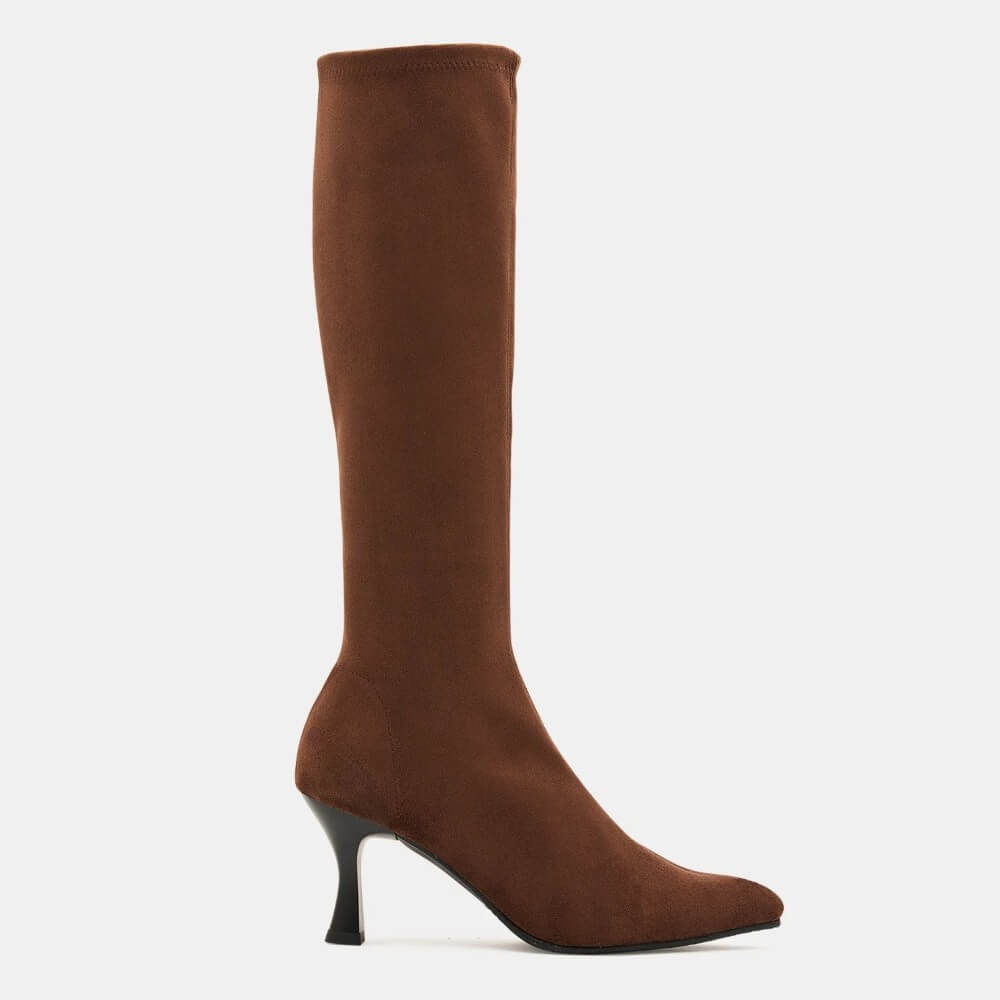 Miss Elastic 78041 Zeta Knee High Boot Stretch Brown