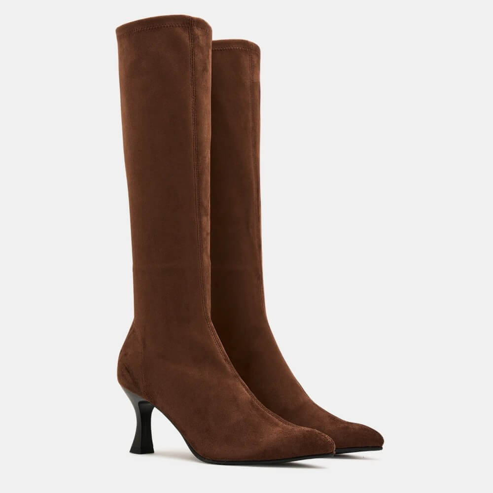 Miss Elastic 78041 Zeta Knee High Boot Stretch Brown