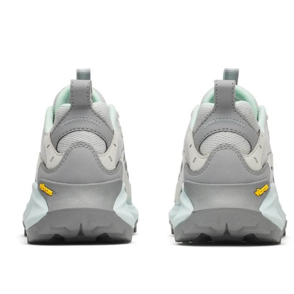 Merrell Gray and light blue sneaker with Gore-Tex logo on a white background