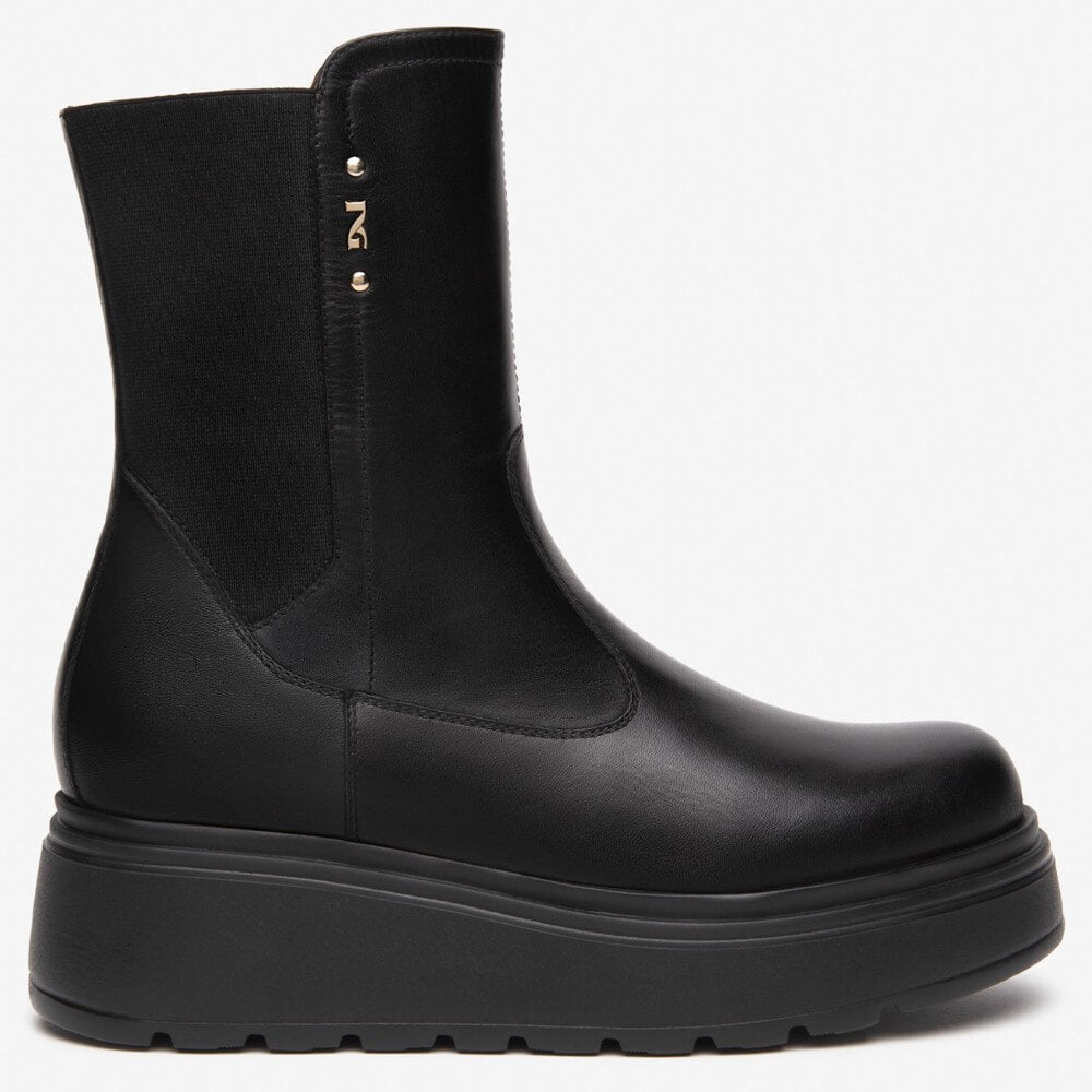 Black ankle boot on a white background  NeroGiardini Leather Ankle Boots I514901D Black