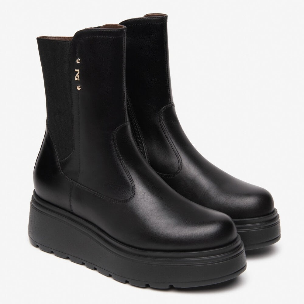 Black ankle boot on a white background  NeroGiardini Leather Ankle Boots I514901D Black