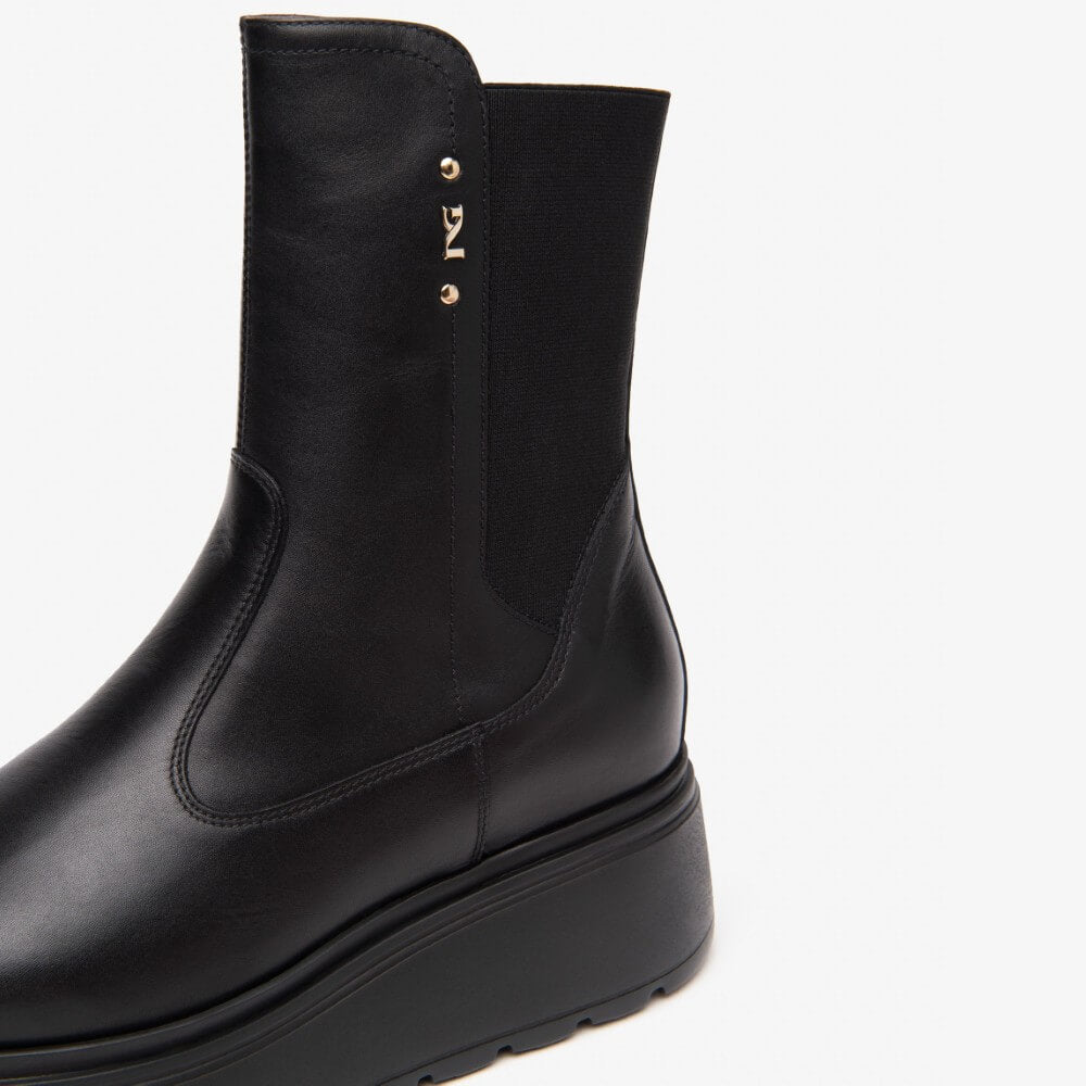 Black ankle boot on a white background  NeroGiardini Leather Ankle Boots I514901D Black