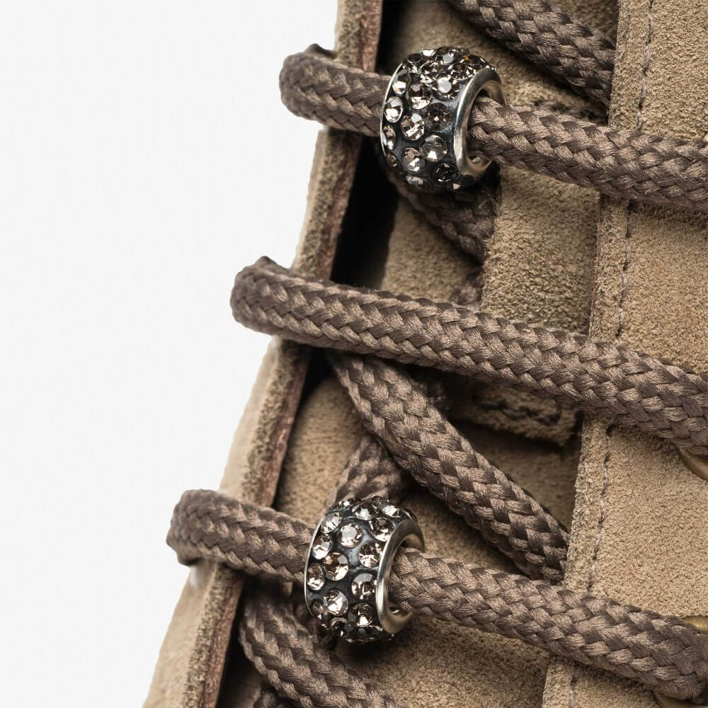 Beige boot with laces on a white background NeroGiardini Suede Combat Boots I514812D