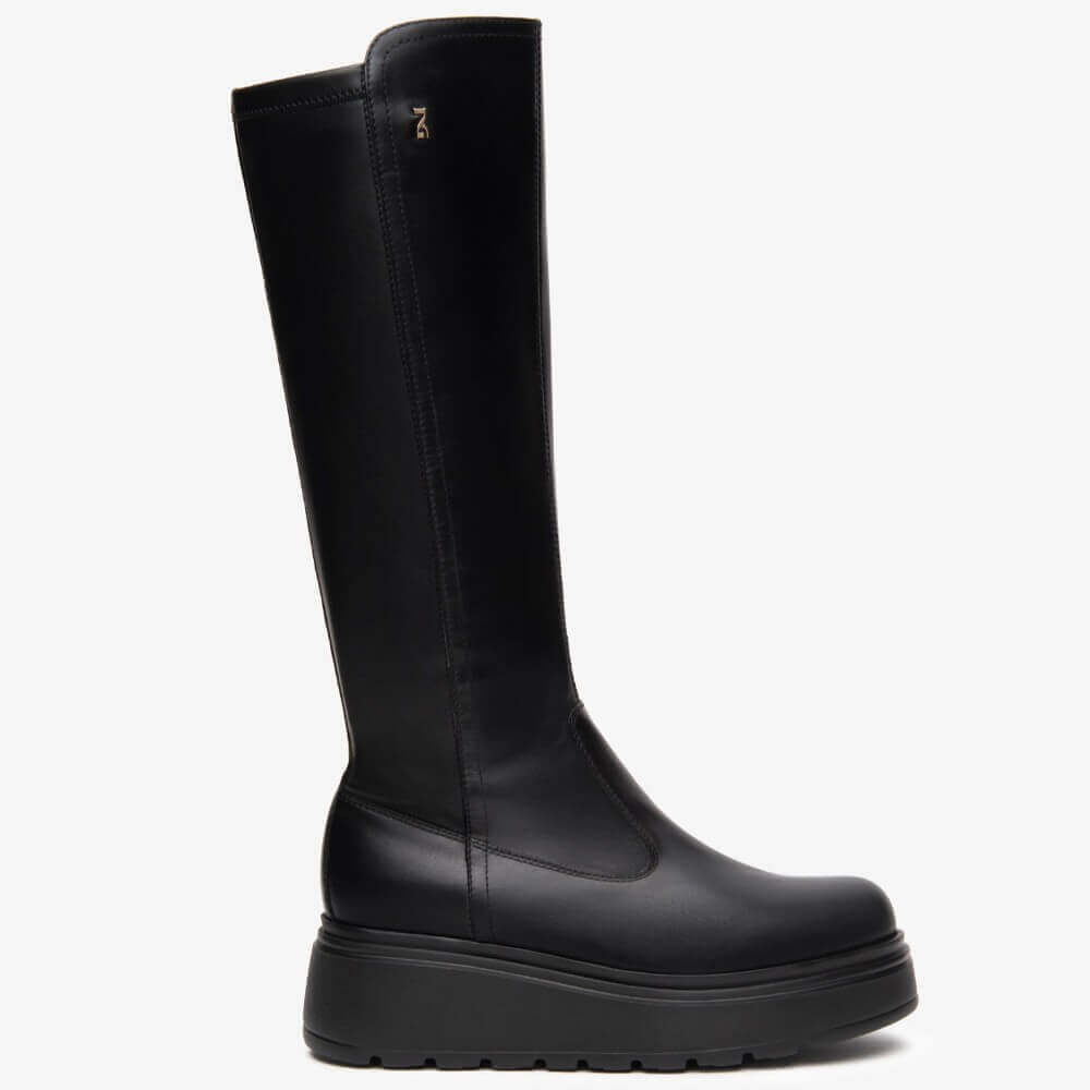 Black knee-high boot on a white background NeroGiardini Knee High Leather Boots I514902D