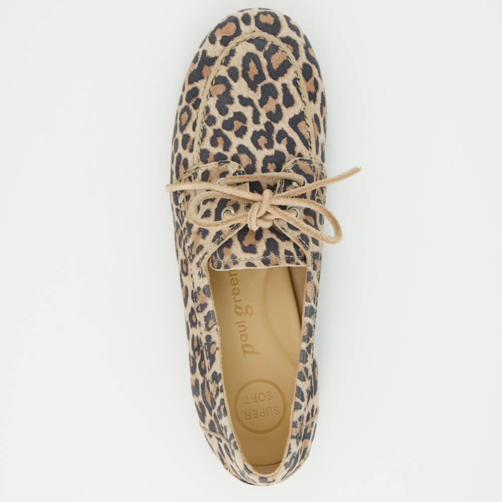 Paul Green 1136 Leopard print flat shoe on a white background