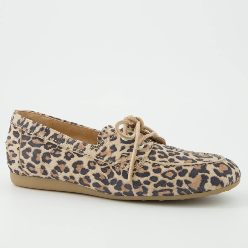 Paul Green 1136 Leopard print flat shoe on a white background