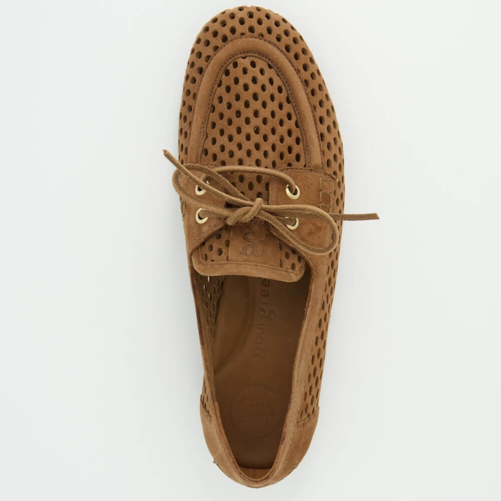 Paul Green 1218 Brown perforated Moccasin loafer on a white background