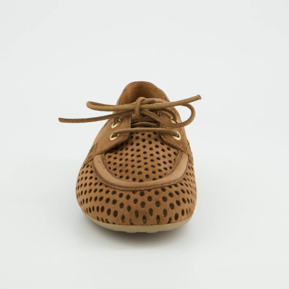 Paul Green 1218 Brown perforated Moccasin loafer on a white background