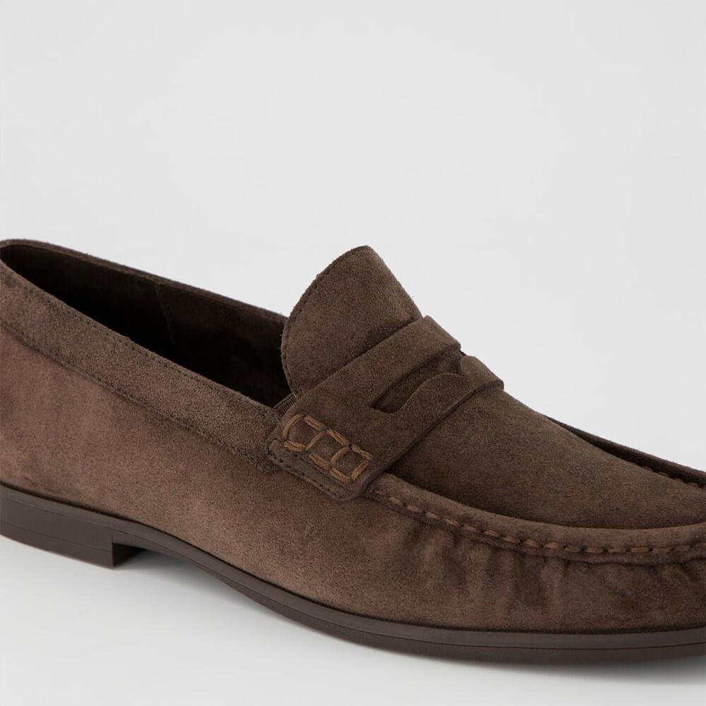 Paul Green 1228 Brown Suede loafer shoe on a white background