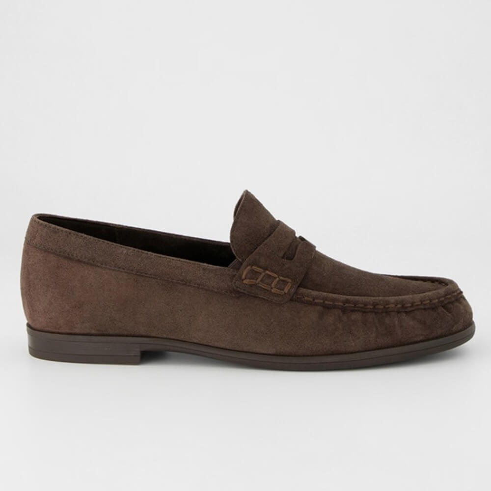 Paul Green 1228 Brown Suede loafer shoe on a white background