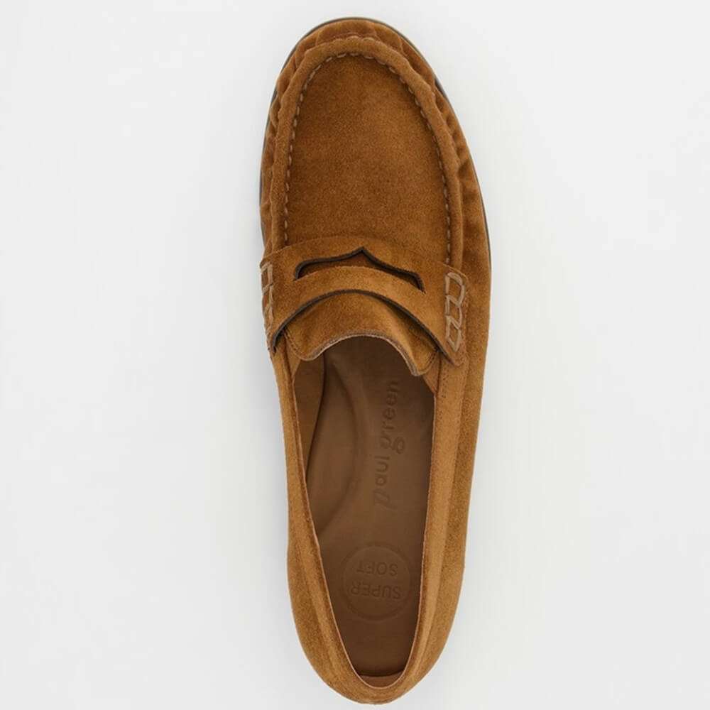 Paul Green 1228 Brown suede loafer shoe on a white background