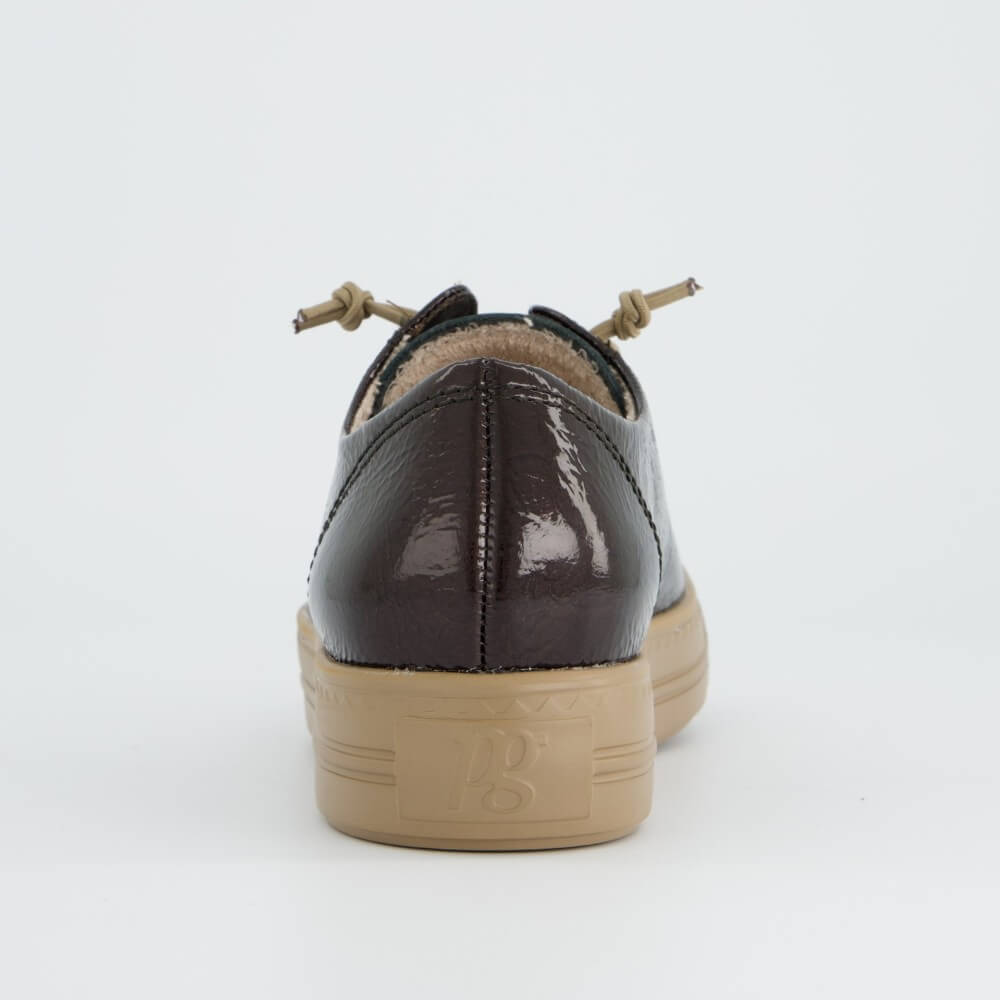 Paul Green 4081 Supersoft Brown Patent Trainer Elastic Laces