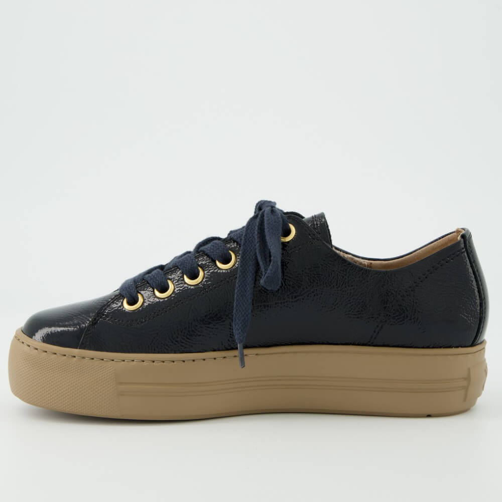 Paul Green 5006 Supersoft Navy Patent Laced Trainers
