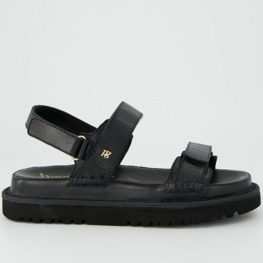 Paul Green 6175 Black sandal with multiple straps on a light grey background