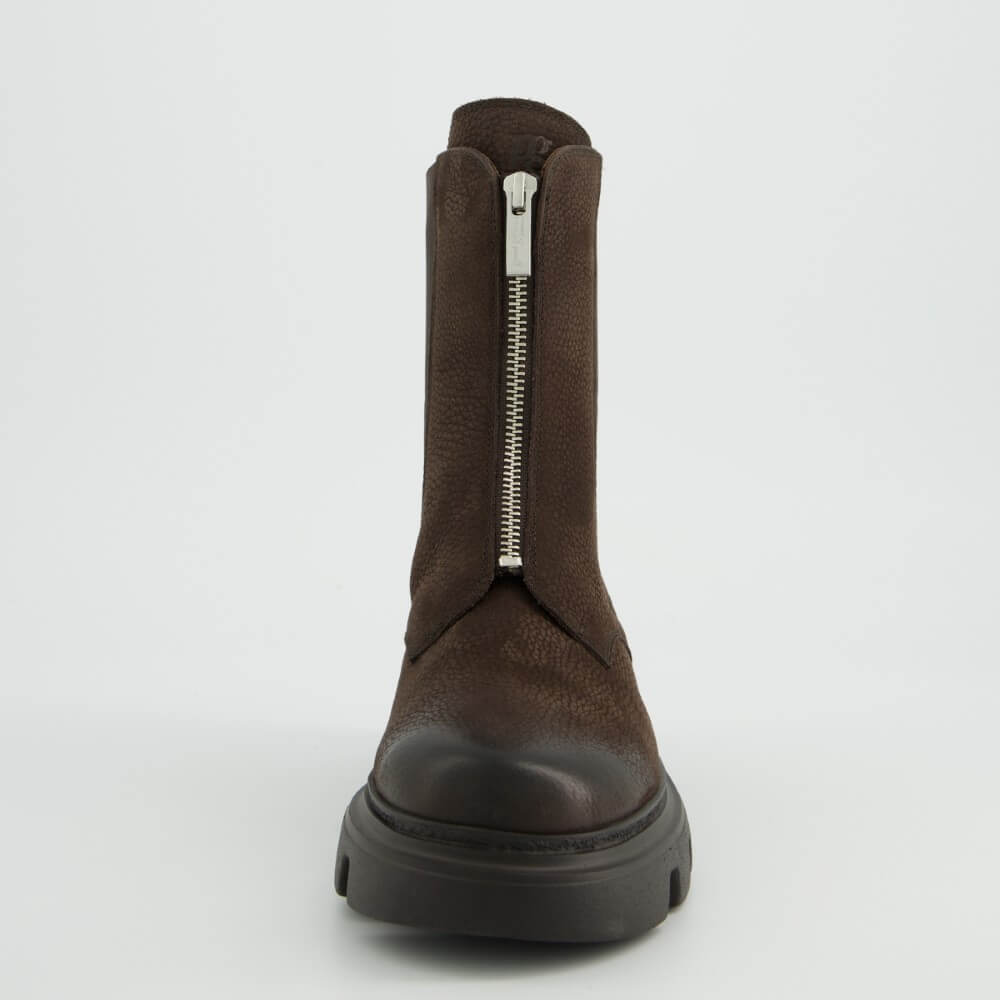 Paul Green 8287 Centre Zip Mocca Brown Nubuck Ankle Boot