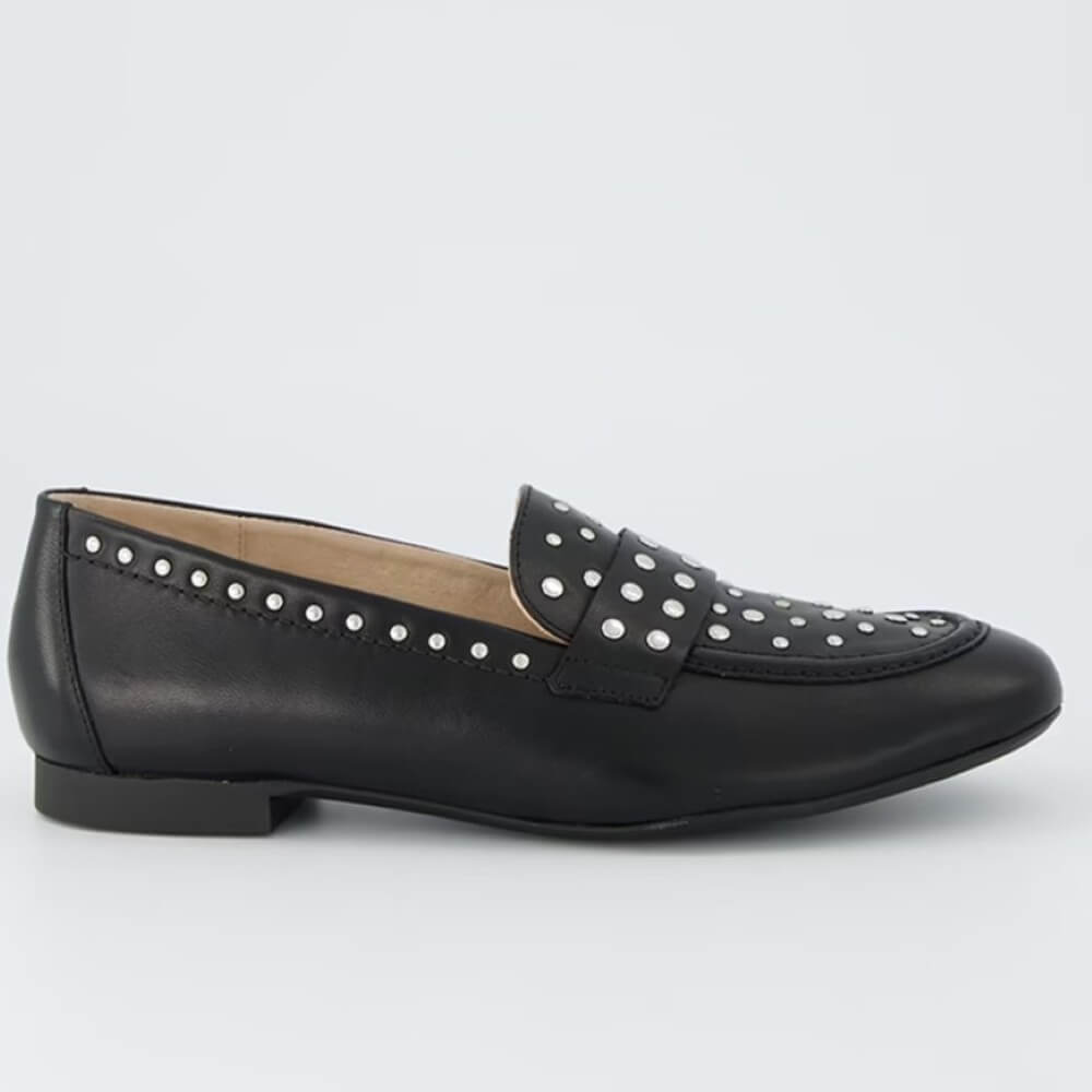 Paul Green Leather Loafer with studs 1137-BLACK