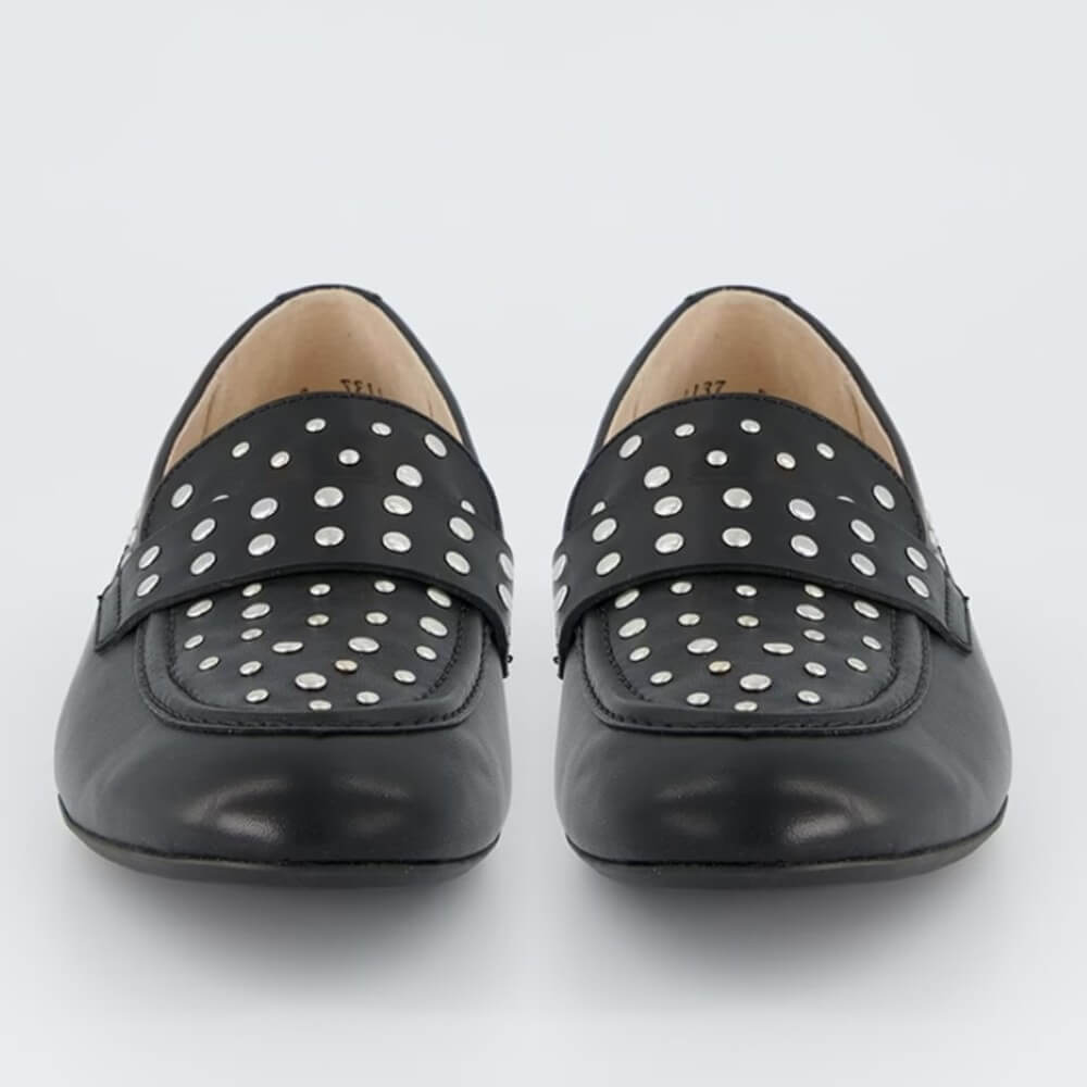 Paul Green Leather Loafer with studs 1137-BLACK