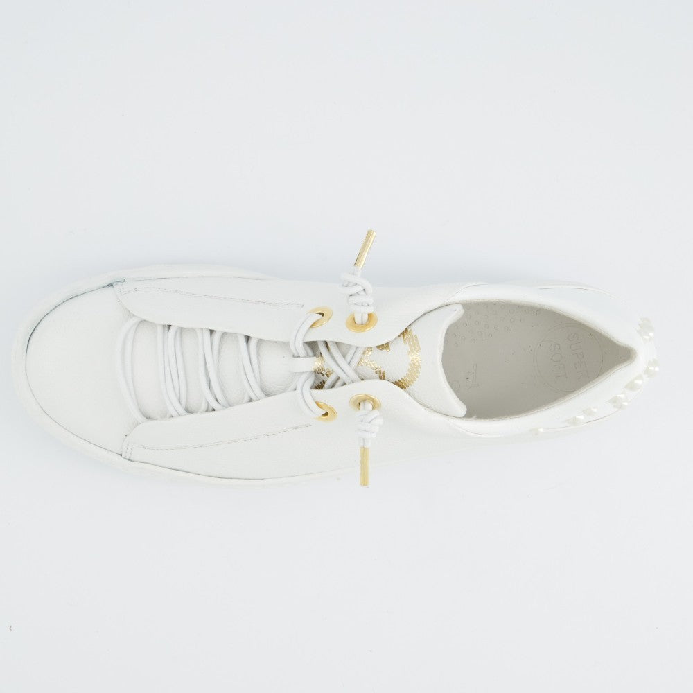 Paul Green Super Soft Leather Trainers 5476 White With Pearls