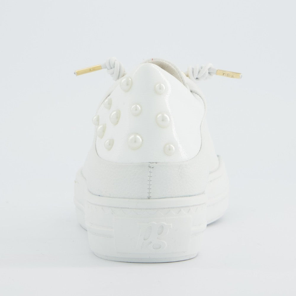 Paul Green Super Soft Leather Trainers 5476 White With Pearls