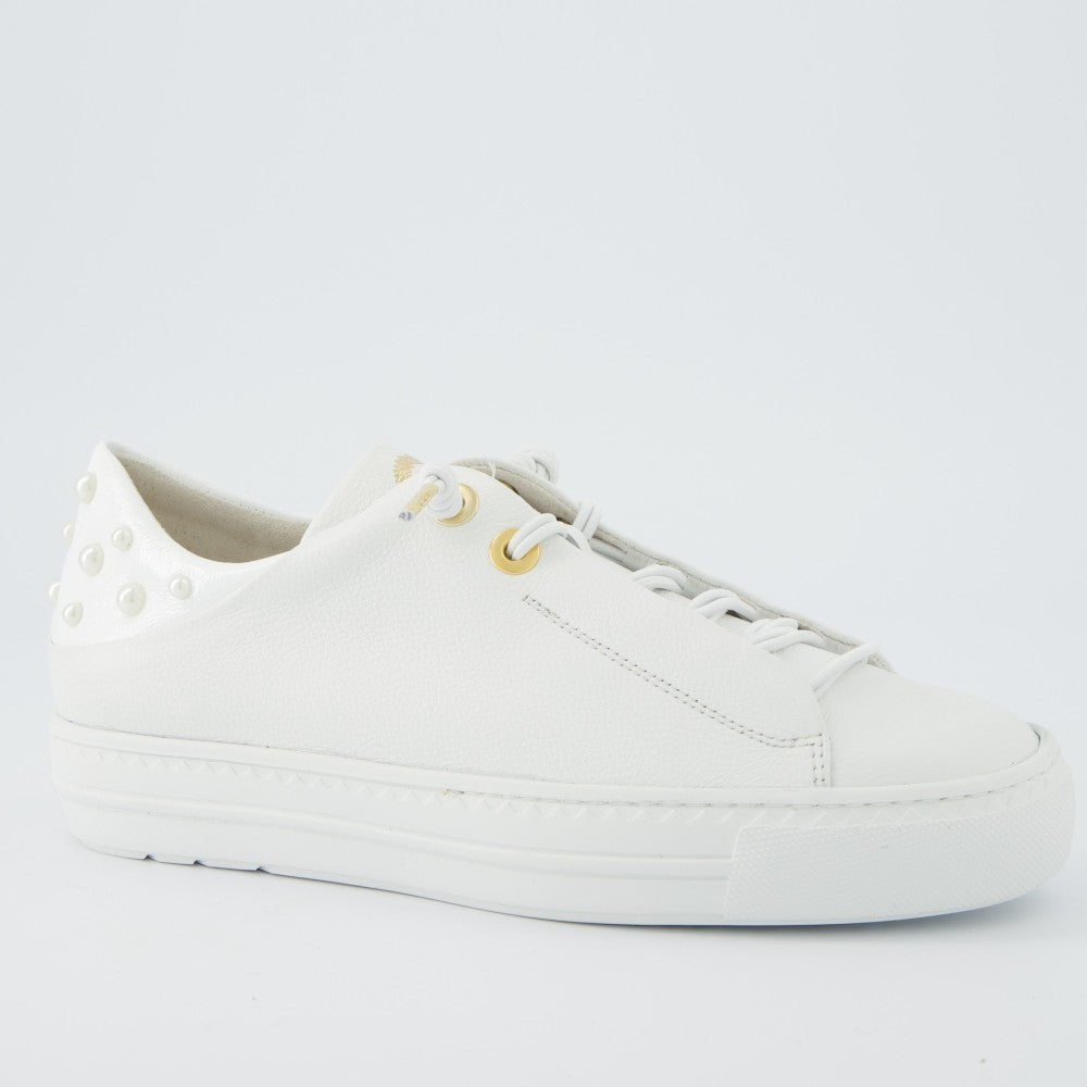 Paul Green Super Soft Leather Trainers 5476 White With Pearls