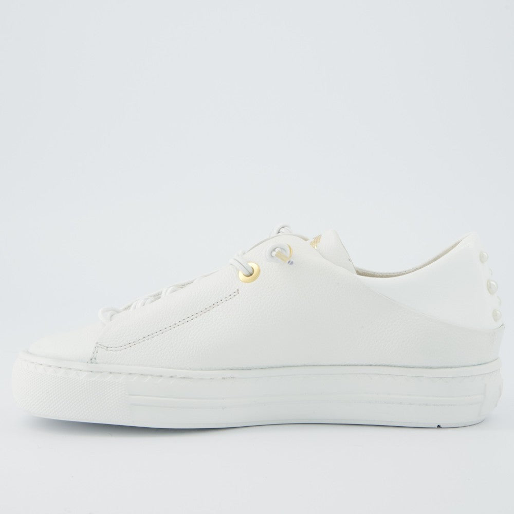 Paul Green Super Soft Leather Trainers 5476 White With Pearls