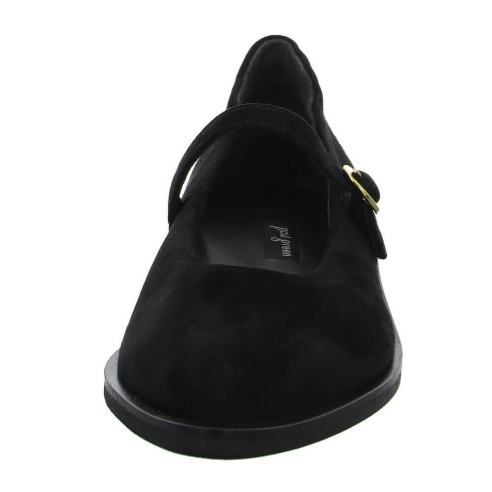 Paul Green 1127 Mary Jane Black shoes worn with black leggings.