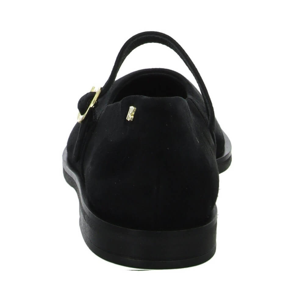 Paul Green 1127 Mary Jane Black shoes worn with black leggings.